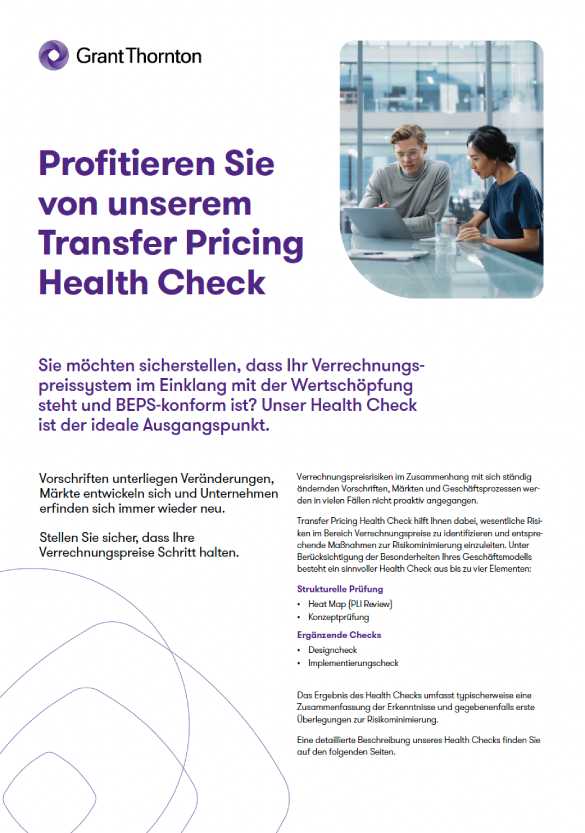 Profitieren Sie von unserem Transfer Pricing Health Check